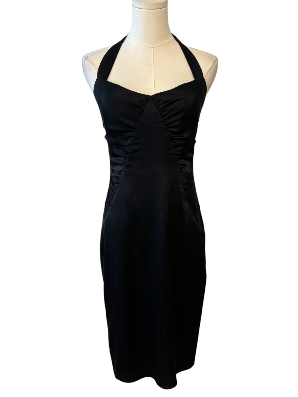 Betsey Johnson Black Silk Halter Cocktail Dress Size 4